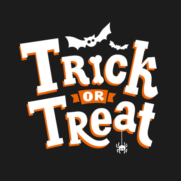 ilustraciones, imágenes clip art, dibujos animados e iconos de stock de truco o trato. feliz cartel de halloween. - trick or treat