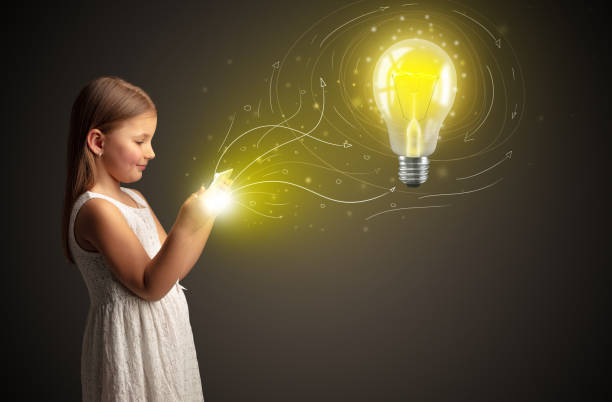 istock Girl holding tablet with new idea concept 1196022151