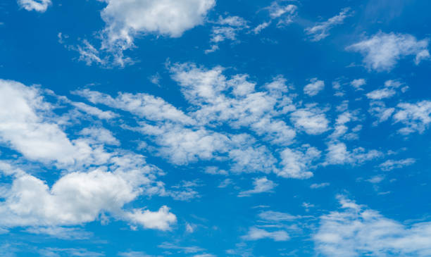 istock Beautiful blue sky and white cumulus clouds abstract background. Cloudscape background. Blue sky and fluffy white clouds on sunny day. Nature weather. Cotton feel texture. White soft clouds background 1196022859