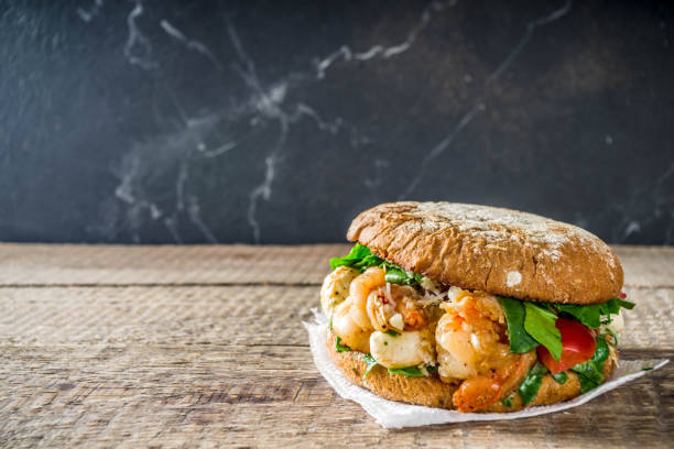 istock Various seafood and fish burgers assortment 1196022937
