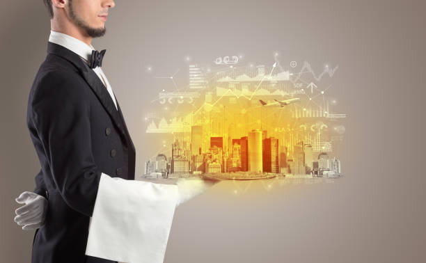 istock Waiter serving big city on tray 1196022960