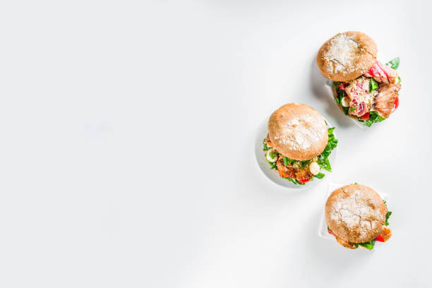 istock Various seafood and fish burgers assortment 1196023187