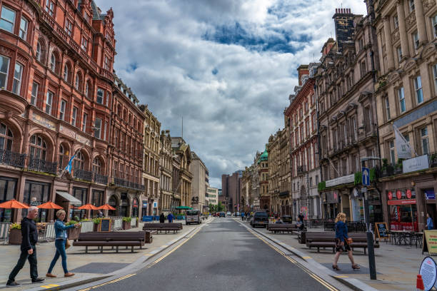 This is a view of Castle Street, a street in the downtown area which is famous for its bars clubs and restaurants on August 11, 2019 in Liverpool
