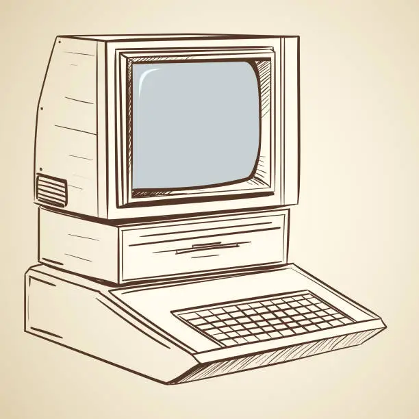 Vector illustration of Illustration of a retro personal computer