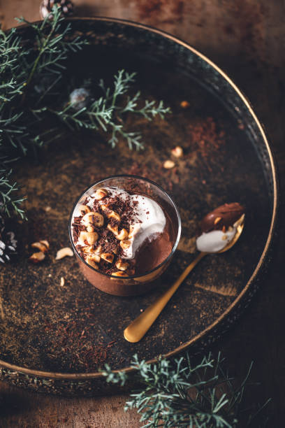 istock Small Vegan Chocolate Cream Pots, Coconut Milk And Hazelnut Scoops. 1196029978