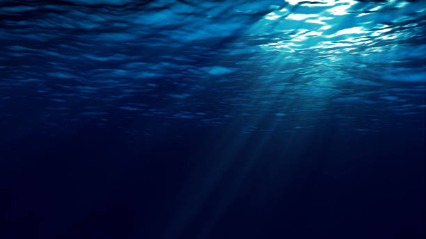 fond sous-marin abstrait avec des rayons de soleil - deep focus photos photos et images de collection