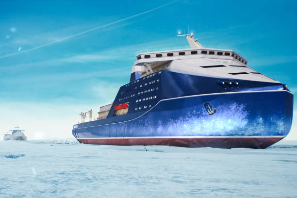 istock Ice enpalled naldo, ice breaking ship. 1196032402