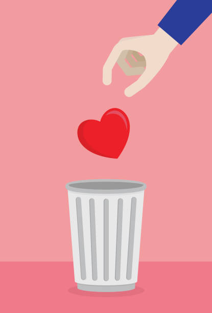 illustrations, cliparts, dessins animés et icônes de un homme laisse un coeur dans la poubelle - valentines day romance boyfriend vertical