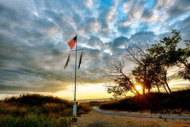 istock American Flag at Sunset 1196044092