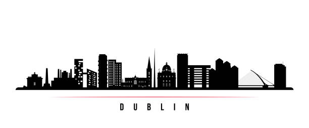 Dublin Skyline Horizontal Banner Black And White Silhouette Of Dublin  Ireland Vector Template For Your Design Stock Illustration - Download Image  Now
