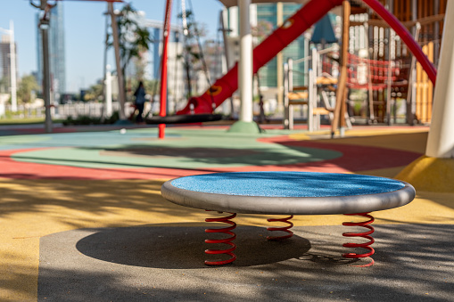 Balancing plate at the public kid's playground in Abu Dhabi