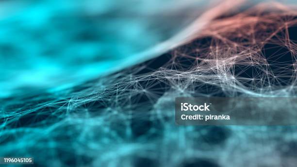 Particle Web Background Stock Photo - Download Image Now - Abstract, Fiber, Technology