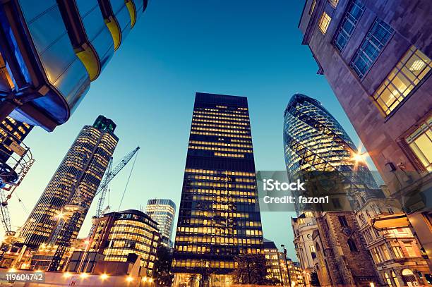 City Of London 초고층 야간에만 0명에 대한 스톡 사진 및 기타 이미지 - 0명, 건설 산업, 건축