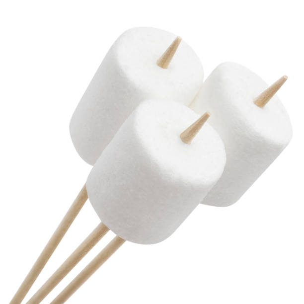 istock Marshmallows on wooden sticks on white 1196048911