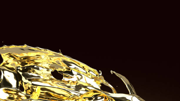 istock gold liquid on black  3d rendering for  abstract background. 1196049028