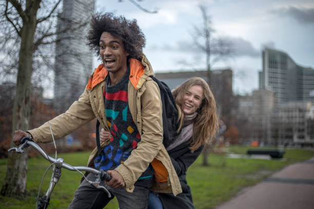 Multi ethnic university student couple going to classes in the Netherlands