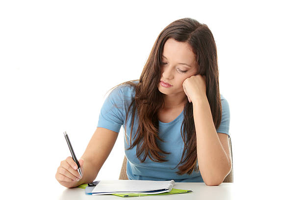 istock Young woman, bored of studying 119605276