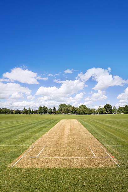 cricket field hintergrund - traditionelle sportarten stock-fotos und bilder