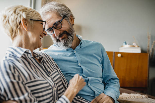 istock Loving senior couple at home 1196061553