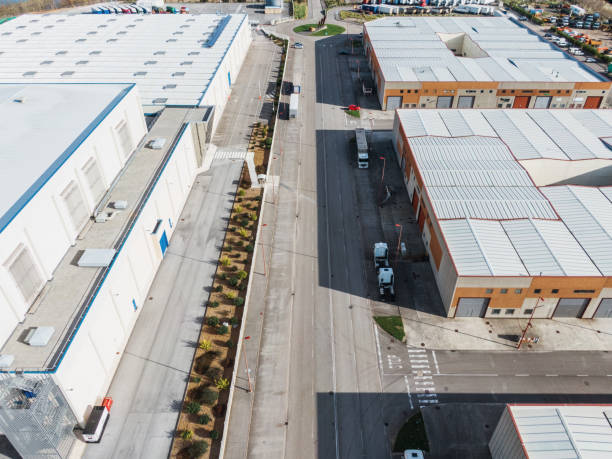 istock Industrial buildings as seen from above 1196063753