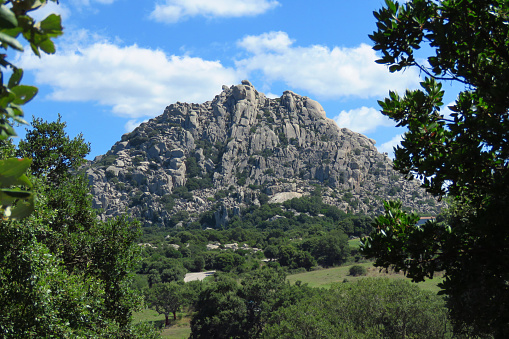 Rocky mountain and green valley surroundings near Tempio Pausania, Sardinia, Italy, Europe