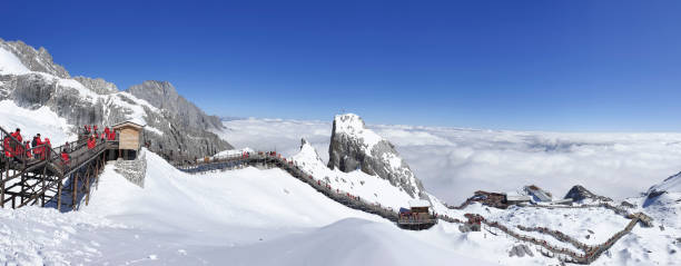 High altitude Gracier at Jade Dragon Snow Mountain, Yunnan Province, China stock photo