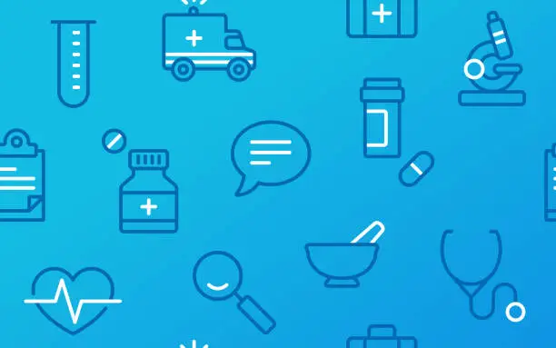 Vector illustration of Seamless Medical Healthcare Medicine Research Symbols Background