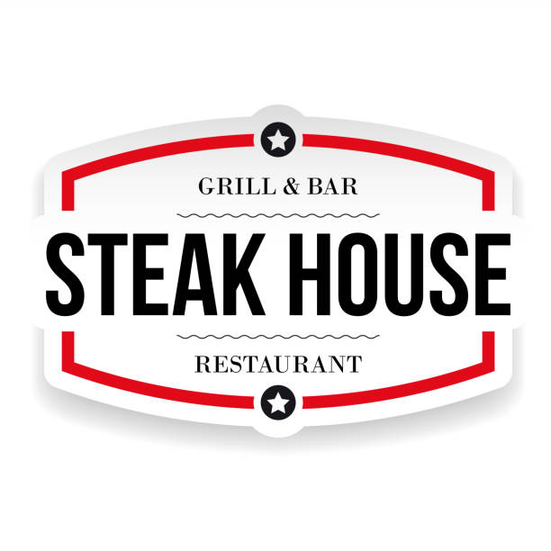 Steak House Restaurant vintage sign Steak House Restaurant vintage sign bbq logos stock illustrations