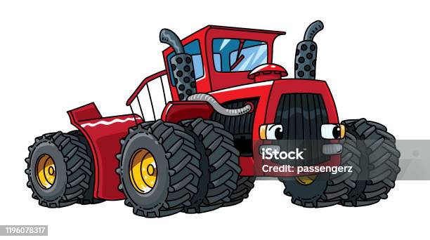 Funny Big Heavy Tractor With Eyes Stock Illustration - Download Image Now -  Backhoe, Cartoon, Smiling - iStock