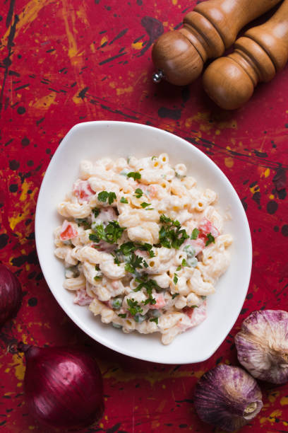 istock Homemade macaroni salad with vegetables 1196080195