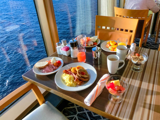 istock Dining Room Buffet aboard the luxury abstract cruise ship 1196084184