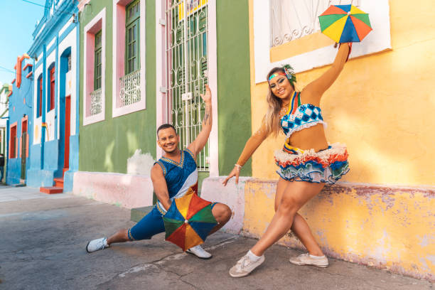 istock Frevo dancers performing on street 1196085805