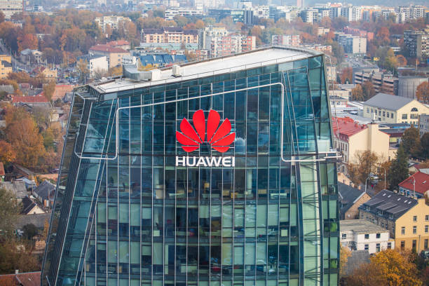 Huawei company headquarters in Vilnius, Lithuania stock photo