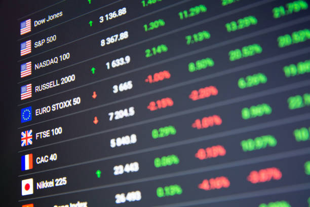 contesto del grafico azionario - nasdaq dow jones industrial average stock market finance foto e immagini stock