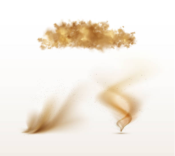 istock Set of sand storms and tornado isolated vector objects. Collection of desert nature cataclysm on white background 1196087641