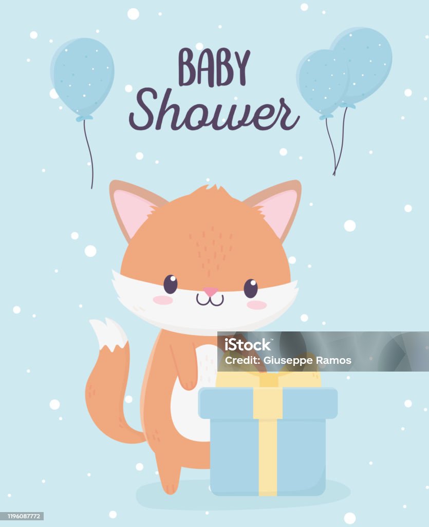 Baby Shower Piccola Volpe Carina Con Scatola Regalo E Palloncini Carta -  Immagini vettoriali stock e altre immagini di Amore - iStock