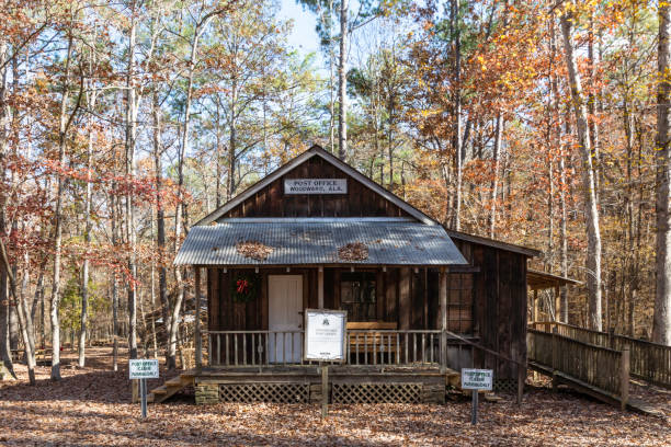 Woodward Post Office at Tannehill Ironworks Historical State Park McCalla, Alabama/USA-Nov. 26, 2019: Historical Woodward Post Office  built in 1915 at Tannehill Ironworks Historical State Park. woodward stock pictures, royalty-free photos & images