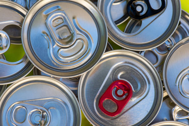 istock Aluminium cans stacked on top of each other 1196113379