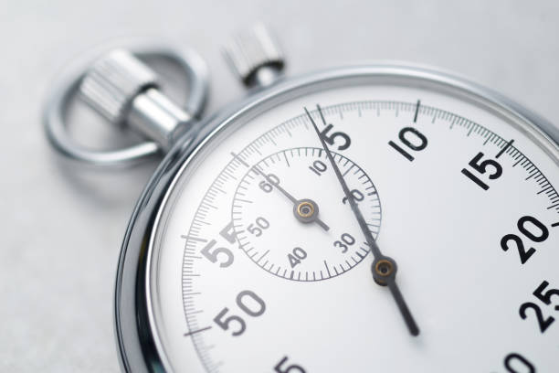istock Classic metallic chrome mechanical analog stopwatch 1196114789