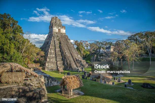 Maya Pyramid In Tikal Stock Photo - Download Image Now - Mayan, Tikal, Tikal National Park