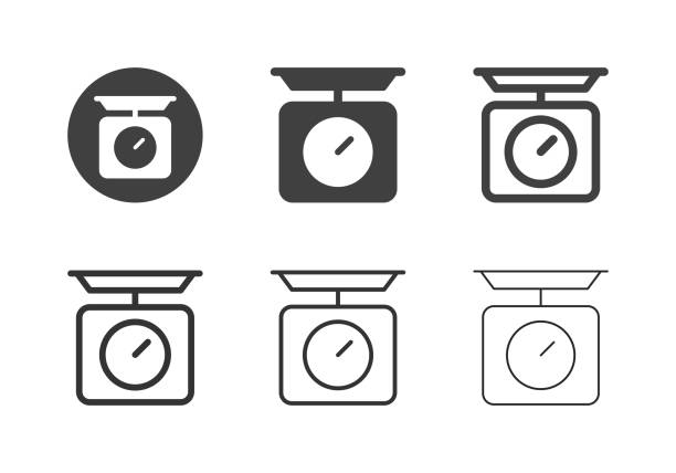 иконки шкалы кухни - multi серия - instrument of weight stock illustrations