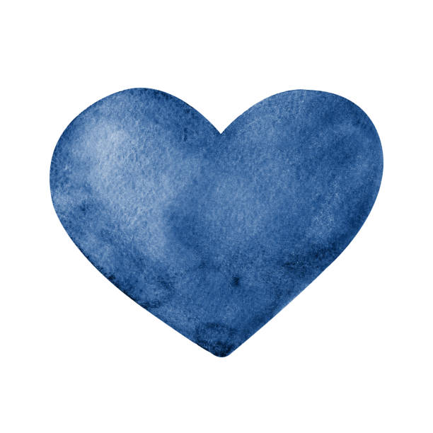 istock Classic blue abstract heart close up. Hand watercolor illustration isolated on white background. Product design for Valentine's Day, wedding, greeting card, invitation, congratulations, print. 1196135715