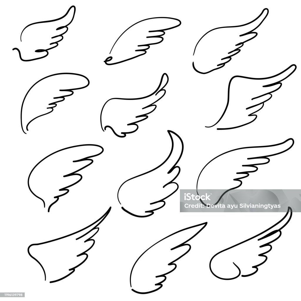 Vẽ Nguệch Ngoạc Vẽ Tay Phác Thảo Đôi Cánh Thiên Thần Cánh Lông ...