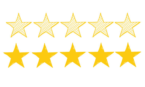 doodle звезды рейтинг значок набора. золотая звезда значок набор изолированных на белом фоне с ручной обращается стиль - status symbol stock illustrations