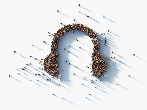 istock Human Crowd Forming A Headphones Symbol on White Background 1196146198