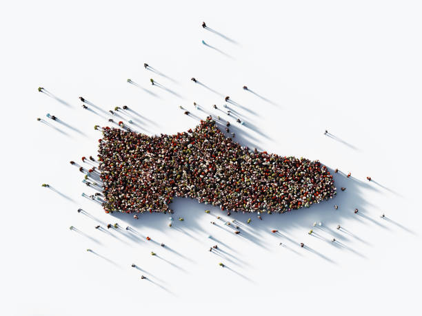 istock Human Crowd Forming A Male Shoe Symbol on White Background 1196146241