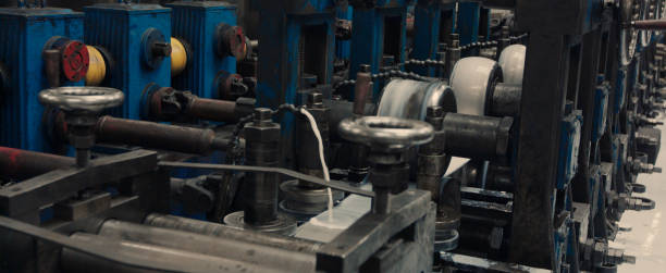istock Metal sheet bending machine in metalwork factory. 1196150164