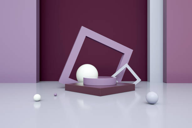 istock 3D rendering color geometric background. Geometric shapes in modern minimal design. Minimalistic mock up for promotion, cosmetic background, product show. 1196156362
