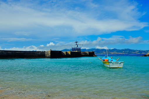 A small boat on Ivana Port in Batanes, Philippines
