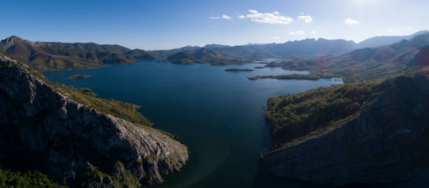 istock Porma Reservoir from Aerial view 1196157239